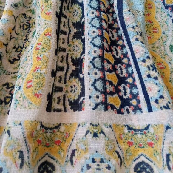 Democracy Bohemian Multicolored Ruffled Bell Sleeve Peasant Blouse Women's Small - Picture 7 of 12